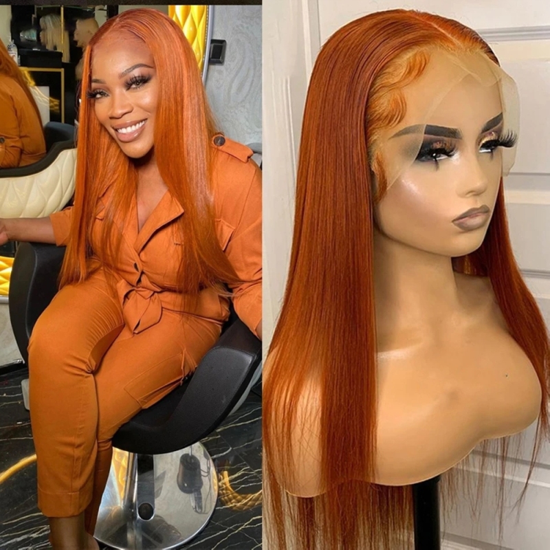 FORIS HAIR Ginger 350 13X4 Transparent Lace Front Wig Brazilian Straight Virgin Human Hair