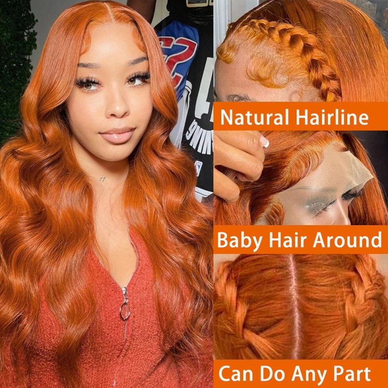 FORIS HAIR Ginger 350 13X4 Transparent Lace Front Wig Brazilian Body Wave Virgin Human Hair