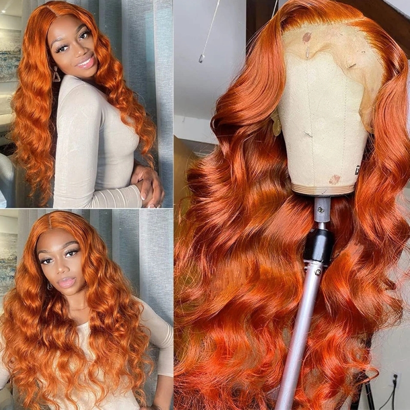 FORIS HAIR Ginger 350 13X4 Transparent Lace Front Wig Brazilian Body Wave Virgin Human Hair