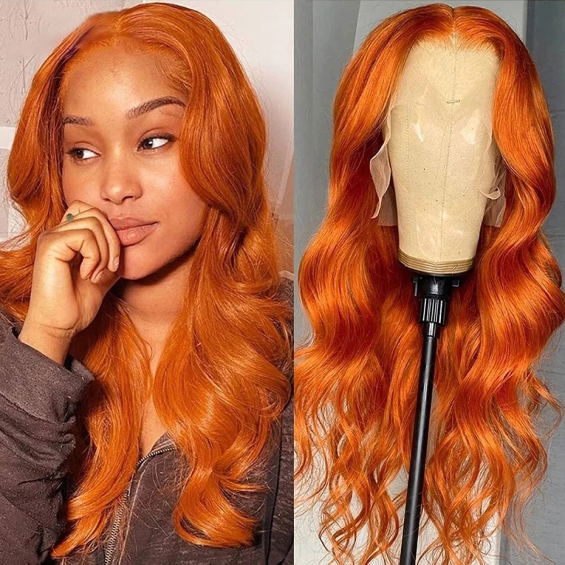 FORIS HAIR Ginger 350 13X4 Transparent Lace Front Wig Brazilian Body Wave Virgin Human Hair