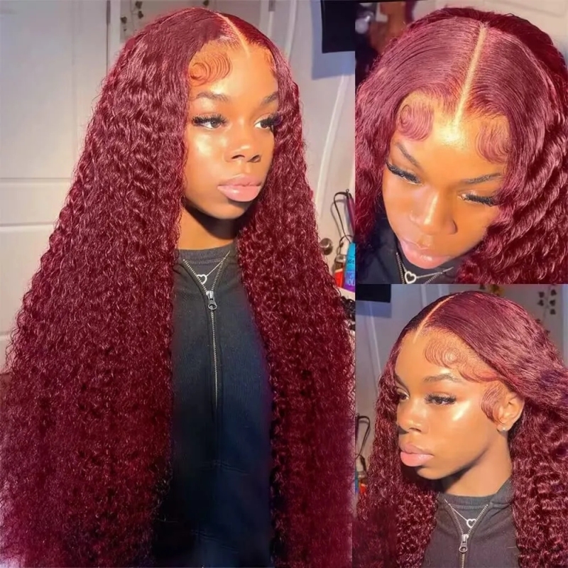 FORIS HAIR 99J 13X4 Transparent Lace Front Wig Brazilian Deep Wave Virgin Human Hair