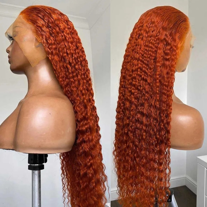 FORIS HAIR Ginger 350 13X4 Transparent Lace Front Wig Brazilian Deep Wave Virgin Human Hair