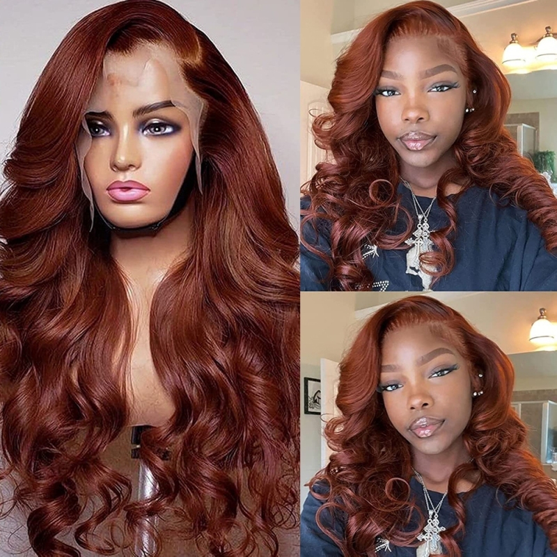 FORIS HAIR Reddish Brown 13X4 Transparent Lace Front Wig Brazilian Body Wave Virgin Human Hair