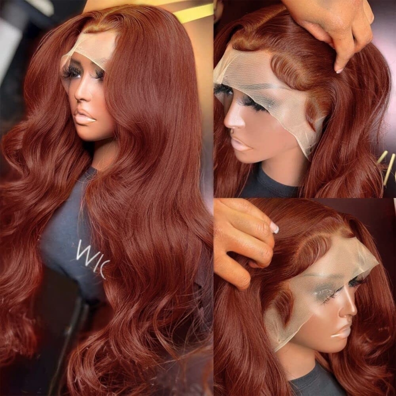 FORIS HAIR Reddish Brown 13X4 Transparent Lace Front Wig Brazilian Body Wave Virgin Human Hair