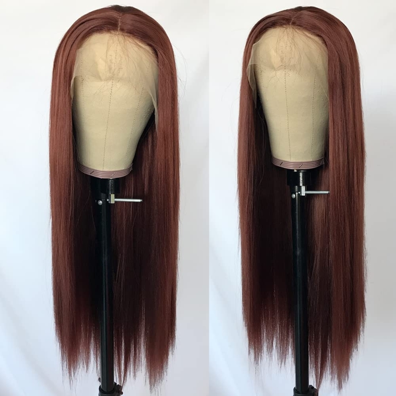 FORIS HAIR Redddish Brown 13X4 Transparent Lace Front Wig Brazilian Straight Virgin Human Hair