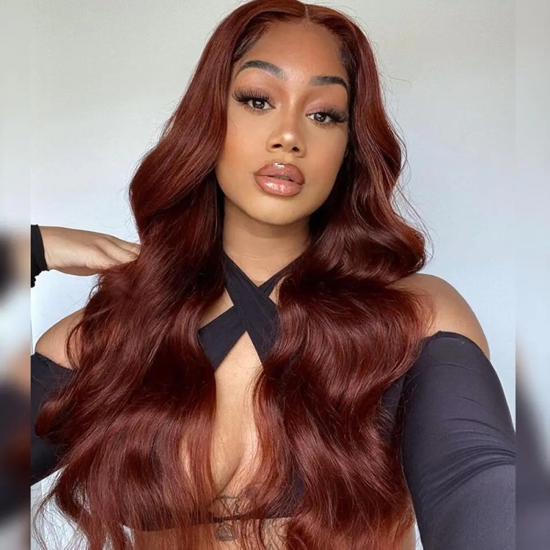 FORIS HAIR Reddish Brown 13X4 Transparent Lace Front Wig Brazilian Body Wave Virgin Human Hair