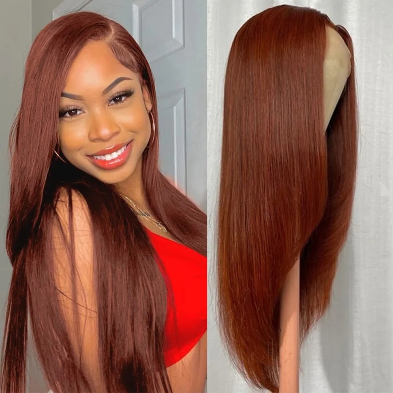 FORIS HAIR Redddish Brown 13X4 Transparent Lace Front Wig Brazilian Straight Virgin Human Hair