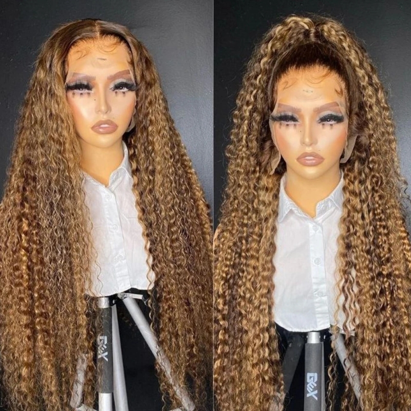 FORIS HAIR HIghlight 13X4 Transparent Lace Front Wig Brazilian Deep Wave Virgin Human Hair