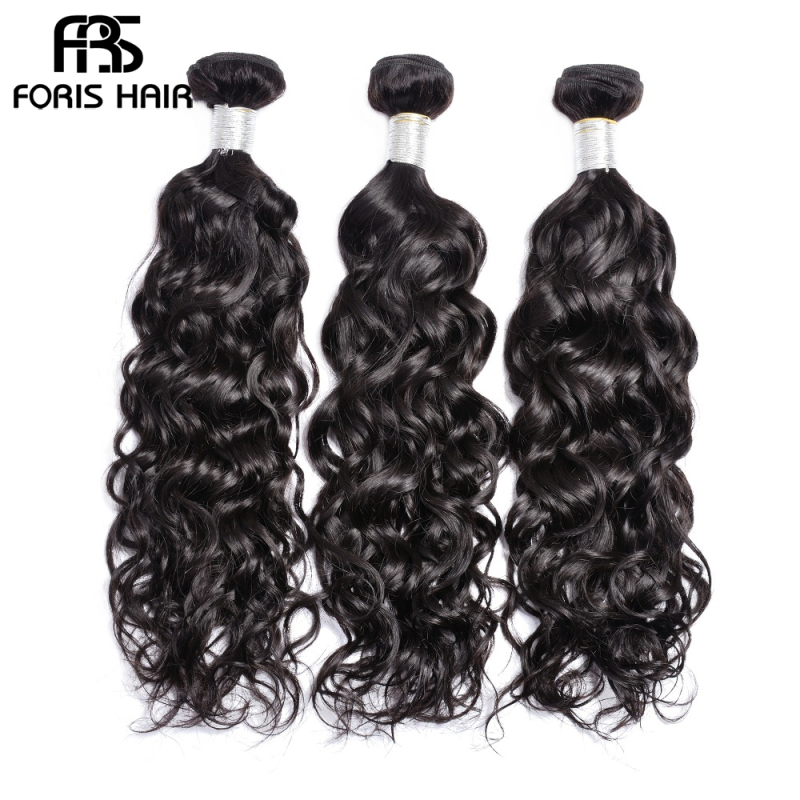 FORIS HAIR Water Wave Virgin Human Hair Extensions 4 Bundles Natural Color