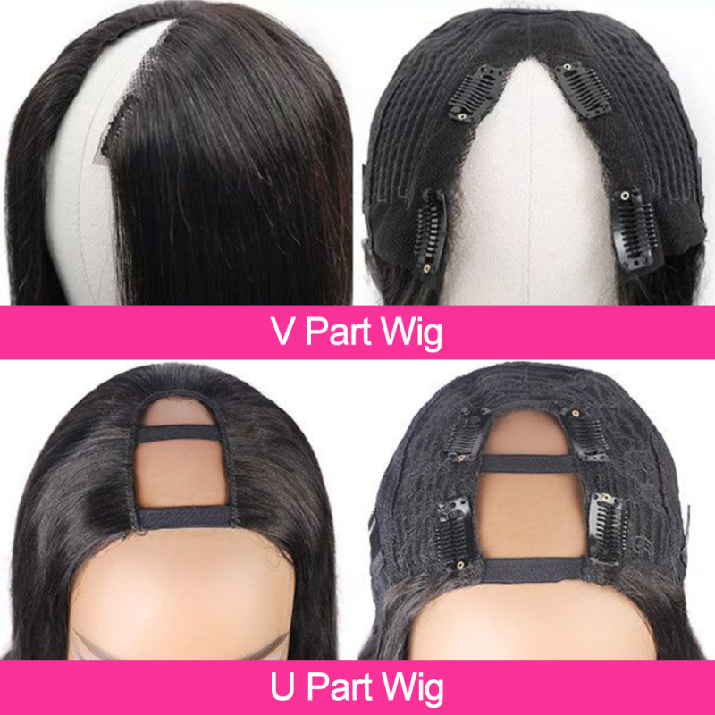 FORIS HAIR U V Part Straight Virgin Human Hair Wig