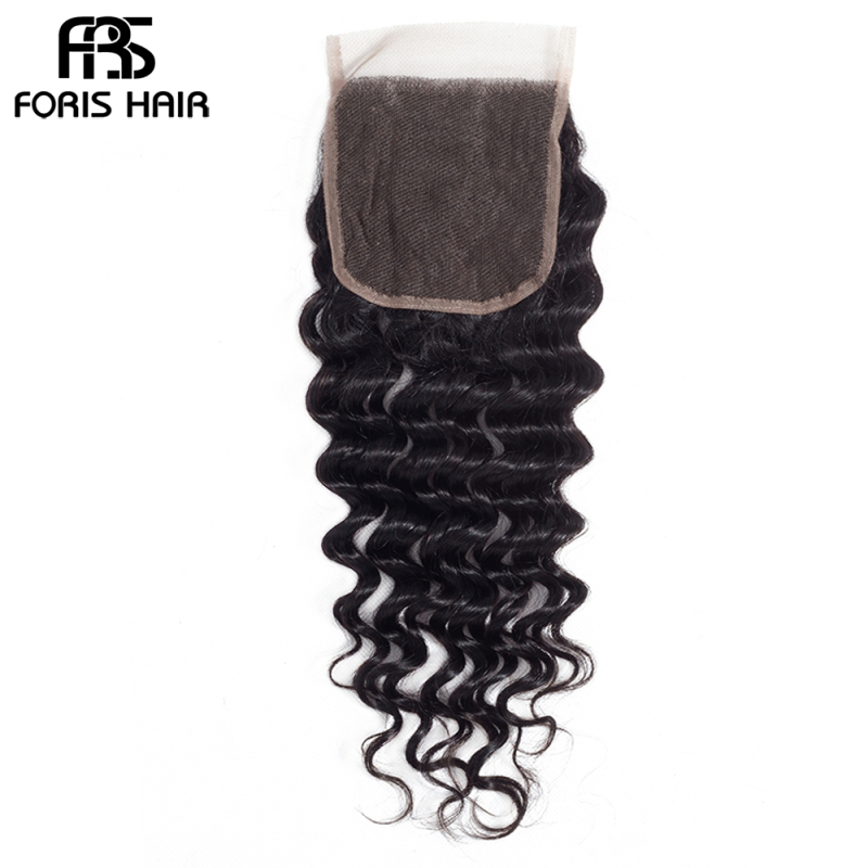 FORIS HAIR 4x4 Lace Closure Loose Deep Wave Virgin Human Hair Natural Color