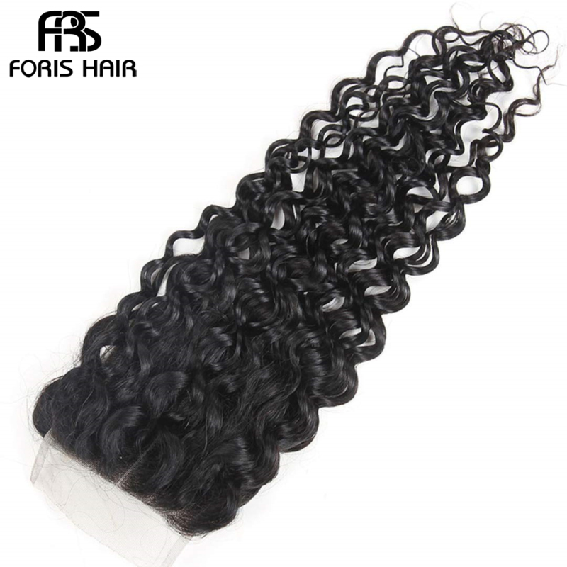 FORIS HAIR 4x4 Lace Closure Water Wave Virgin Human Hair Natural Color