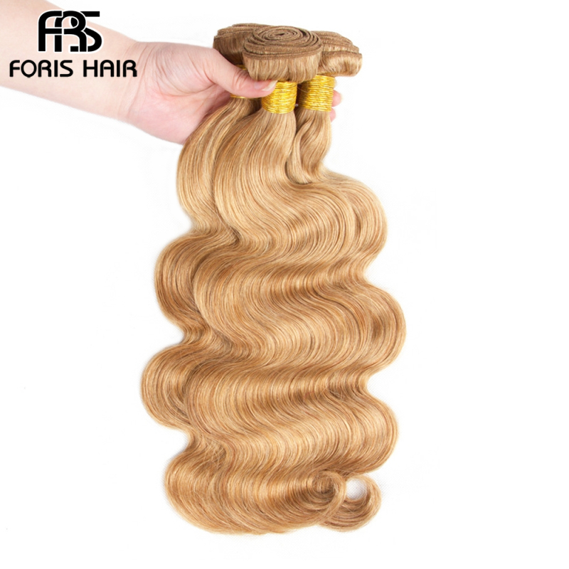 FORIS HAIR 27 Blonde Color Brazilian Body Wave Human Hair Extensions 4 Bundles
