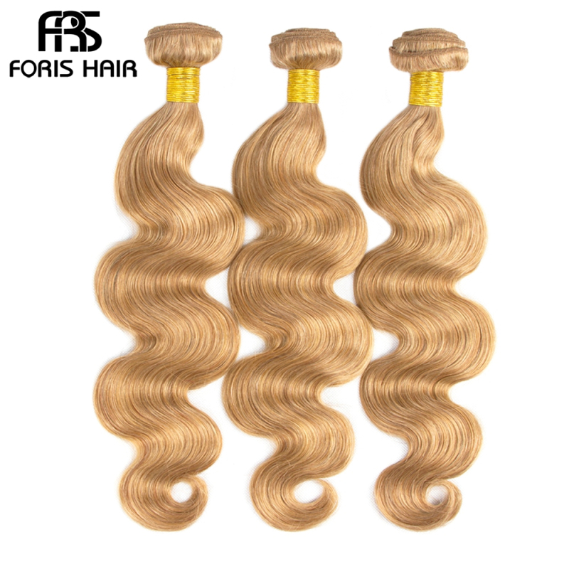 FORIS HAIR 27 Blonde Color Brazilian Body Wave Human Hair Extensions 4 Bundles