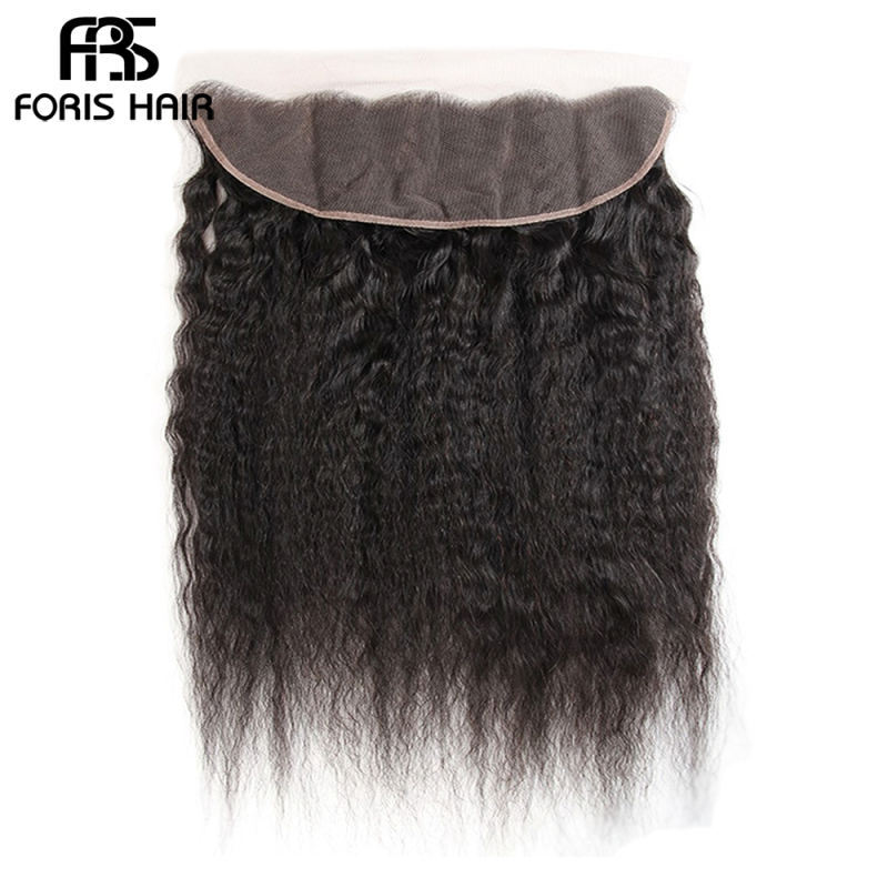 FORIS HAIR 13x4 Transparent Lace Frontal Closure KinkyStraight Virgin Human Hair Natural Color