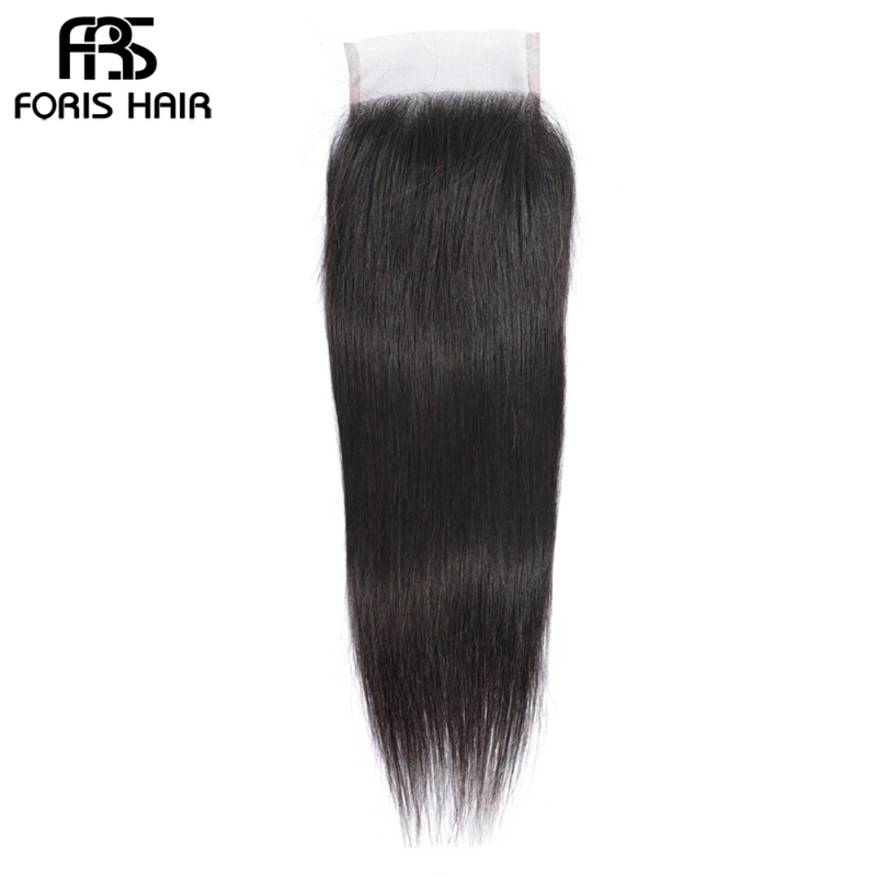 FORIS HAIR Straight Virgin Human Hair Lace Closure Natural Color