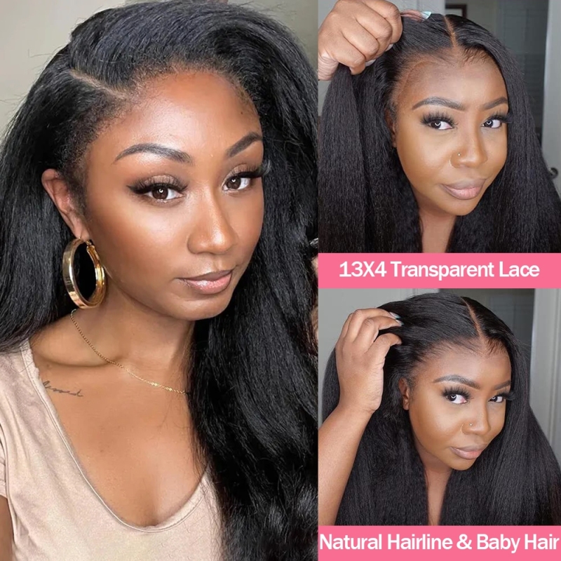 FORIS HAIR Transparent Lace Kinky Straight Virgin Human Hair Wig