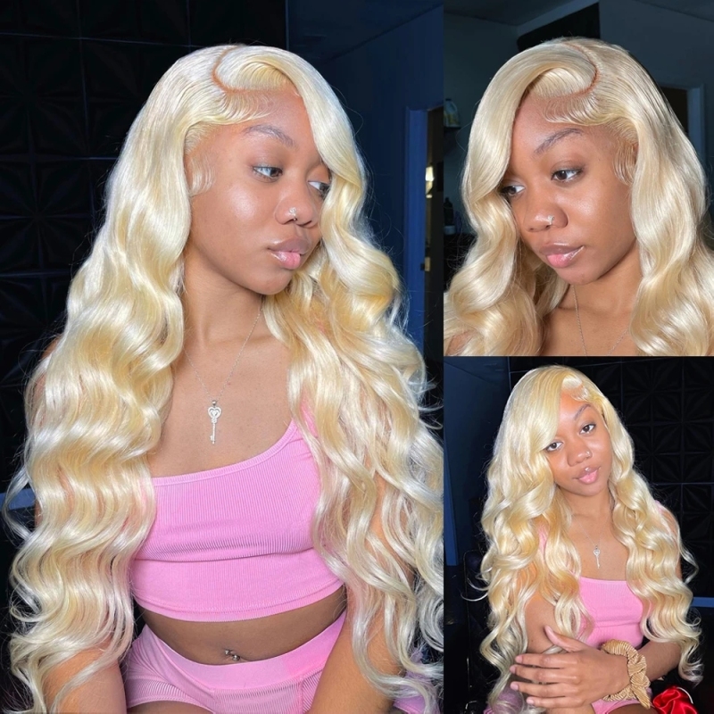 FORIS HAIR 613 Blonde Transparent Lace Frontal Body Wave Virgin Human Hair Wig