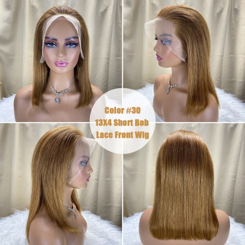 FORIS HAIR Pink HD Transparent Straight Virgin Human Hair 180% Density Short Bob Lace Wig