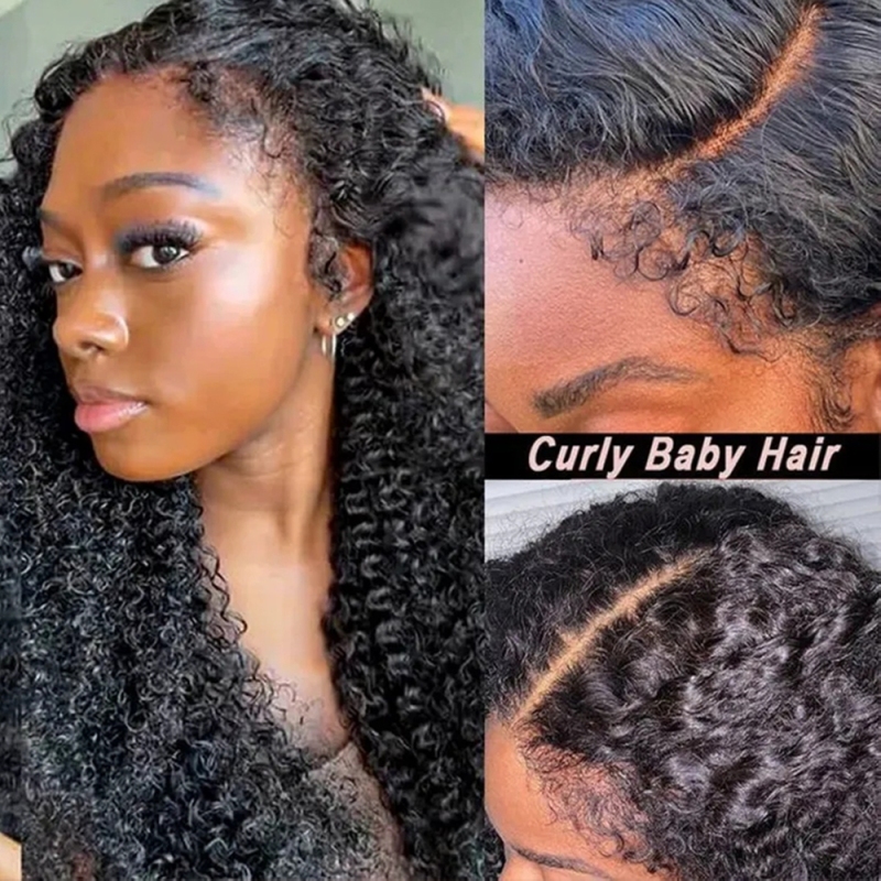 FORIS HAIR 4C Hairline Edge Pre Plucked HD Lace Kinky Curly Virgin Human Hair Wig