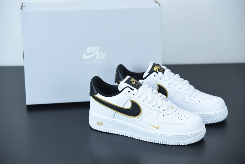 Nike Air Force 1 Black Gold Double Swoosh