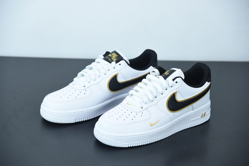 Nike Air Force 1 Black Gold Double Swoosh