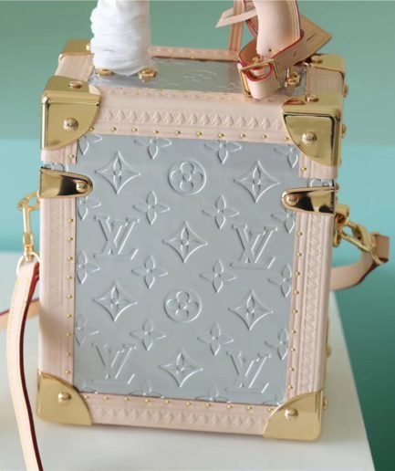 Louis Vuitton The Camera Box Monogram Empreinte By Nicolas Ghesquiere Light Blue/Light Pink For Women, Women’s Handbags, Shoulder And Crossbody Bags 6.3in/16cm