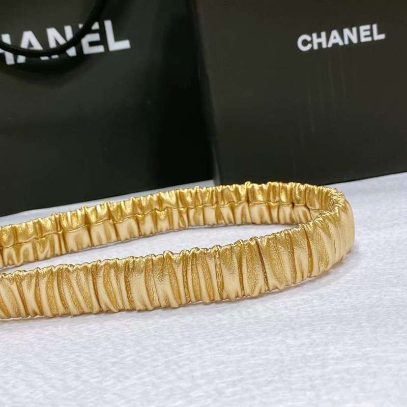 Chanel 23 Calfskin Gold Metal and Resin Black 2.0cm Boutique with Excellent Elasticity