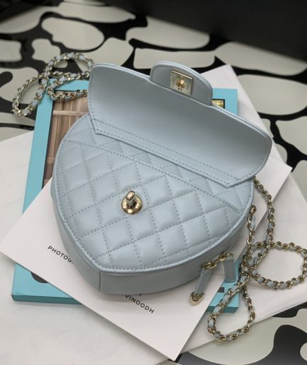 Chanel Mini Heart Bag Grey For Women 7in/18cm AS3191 B07958