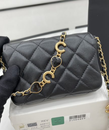 Chanel Classic Distressed Black For Women, Women’s Bags 4.7in/12cm