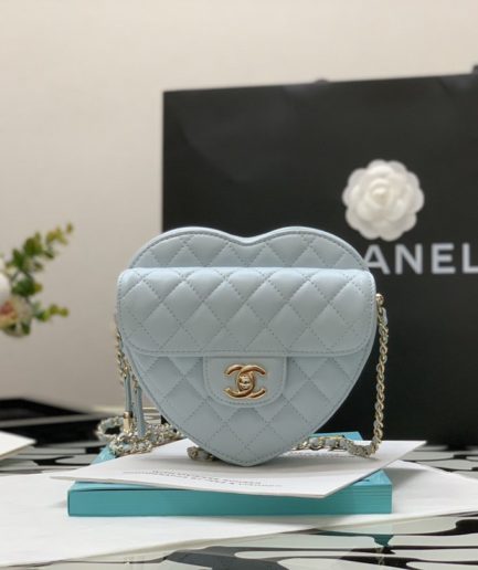 Chanel Mini Heart Bag Grey For Women 7in/18cm AS3191 B07958