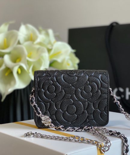 Chanel Woc Camellia Black Bag For Women 12cm/4.5in