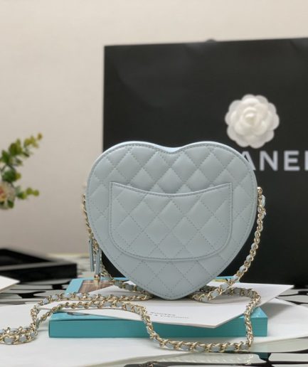 Chanel Mini Heart Bag Grey For Women 7in/18cm AS3191 B07958