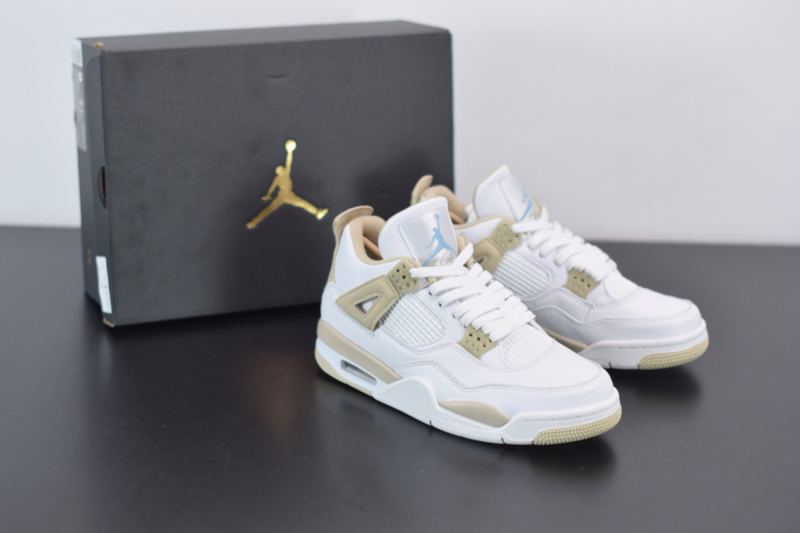 Air Jordan 4 “Linen” White/Boarder Blue-Light Sand