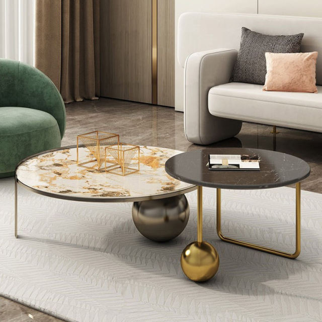 Gold coffee table set