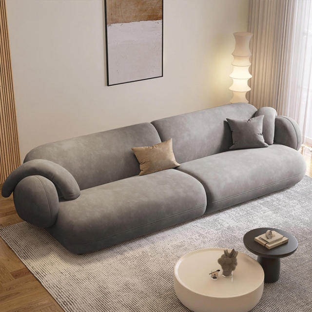 Elegant Gray Soft Couch 3 Seat Sofas