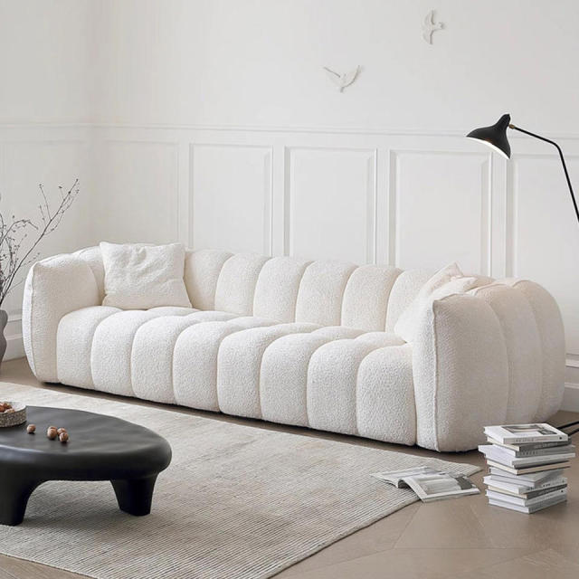 White boucle sofa