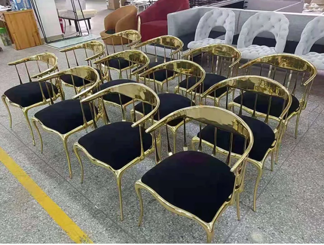 velvet golden dining chair