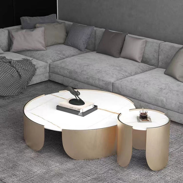 Golden coffee table set
