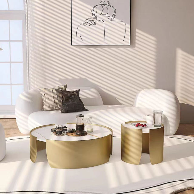 Golden coffee table set