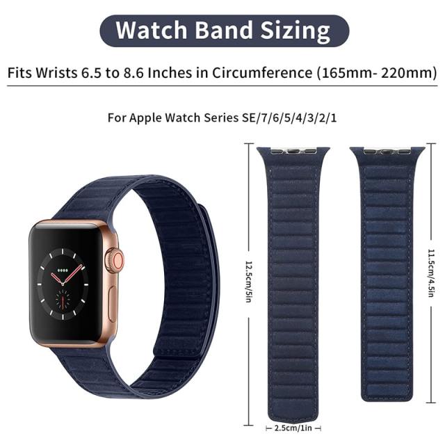 Magnetic Leather Strap Compatible with Apple Watch 49mm 45mm 44mm 42mm 41mm 40mm 38mm,  Link Loop Replacement Wristband Strong Magnet for iWatch Series 8-1 SE