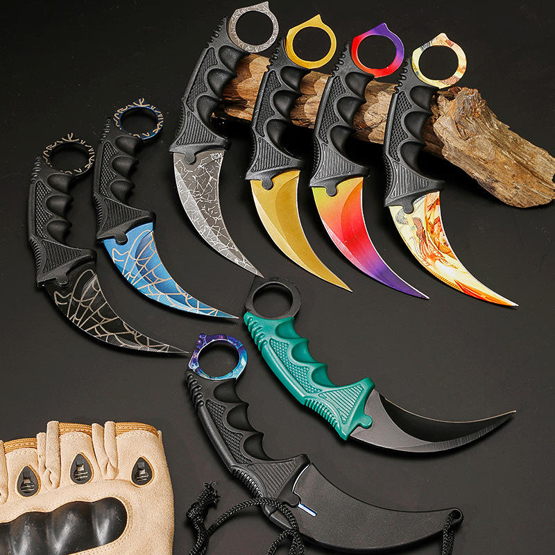 CS GO game style colorful camping survival eagle claw knife