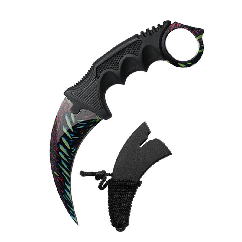 CS GO game style colorful camping survival eagle karambit knife