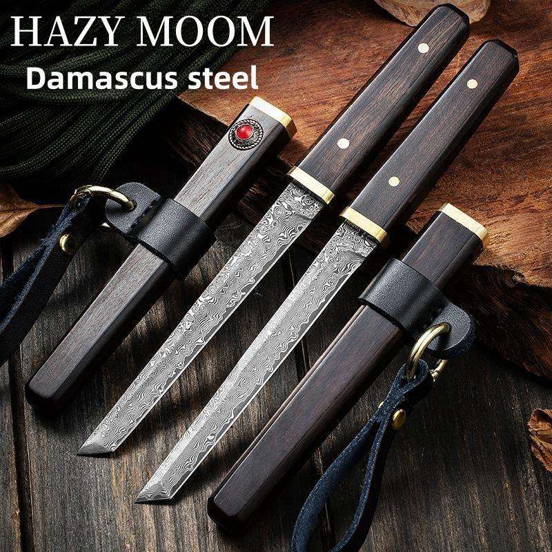 HAZY MOOM VG10 Japanese Style Steel Core Damascus Stainless Steel Outdoor Survival Knife