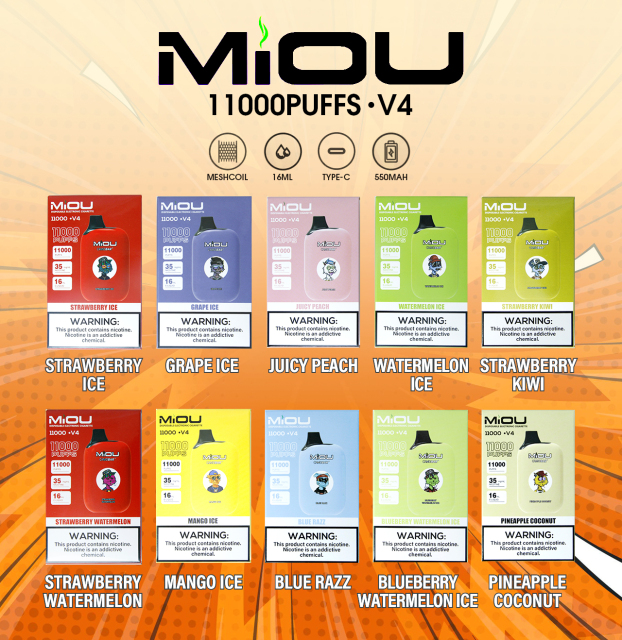 Wholesale Original MIOU V4 11000 puffs 5% Nicotine Rechargeable 650 mAh Disposable Vape