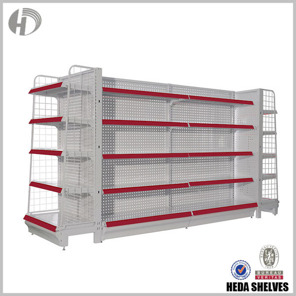 5 Layers Red&White Pegboard Supermarket Shelves