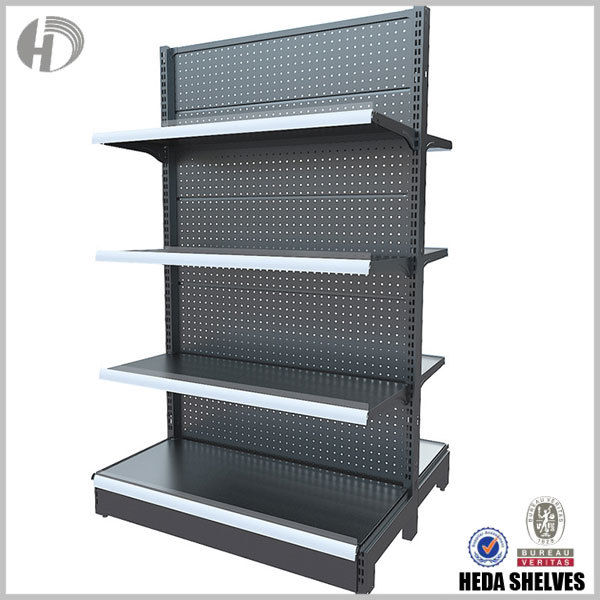 4 Layers Pegboard Panel Supermarket Shelves - Black