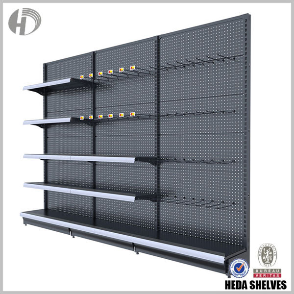 4 Layers Pegboard Panel Supermarket Shelves - Black