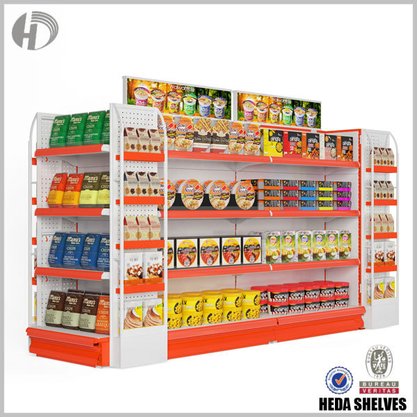 Multifunctional Orange Gondola Supermarket Shelf