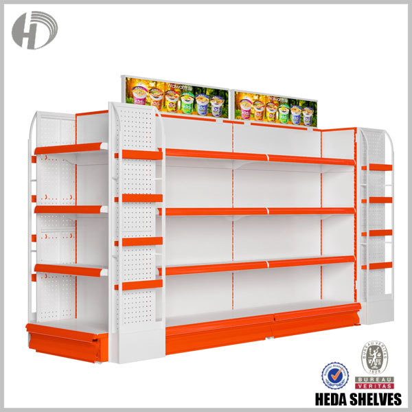 Multifunctional Orange Gondola Supermarket Shelf